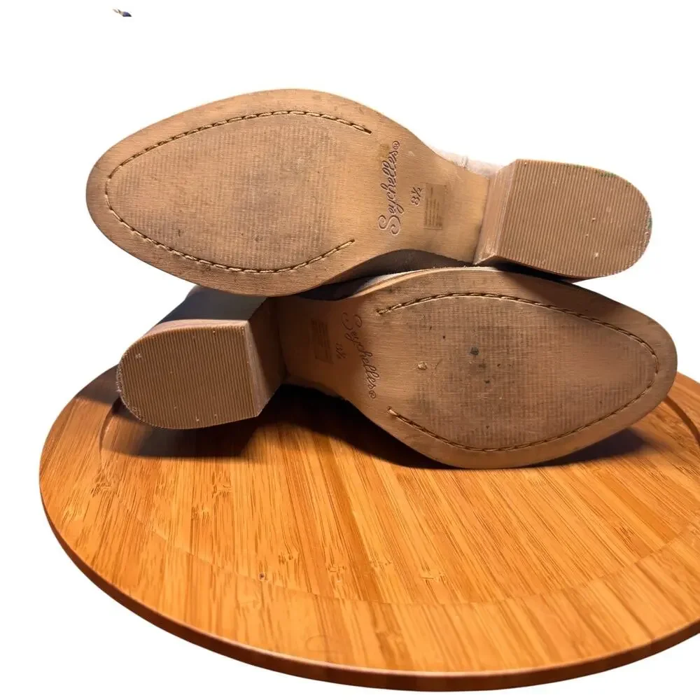 SEYCHELLES Let's Go Crazy Women 8.5 Taupe Suede Cutout Block Heel Ankle Boots